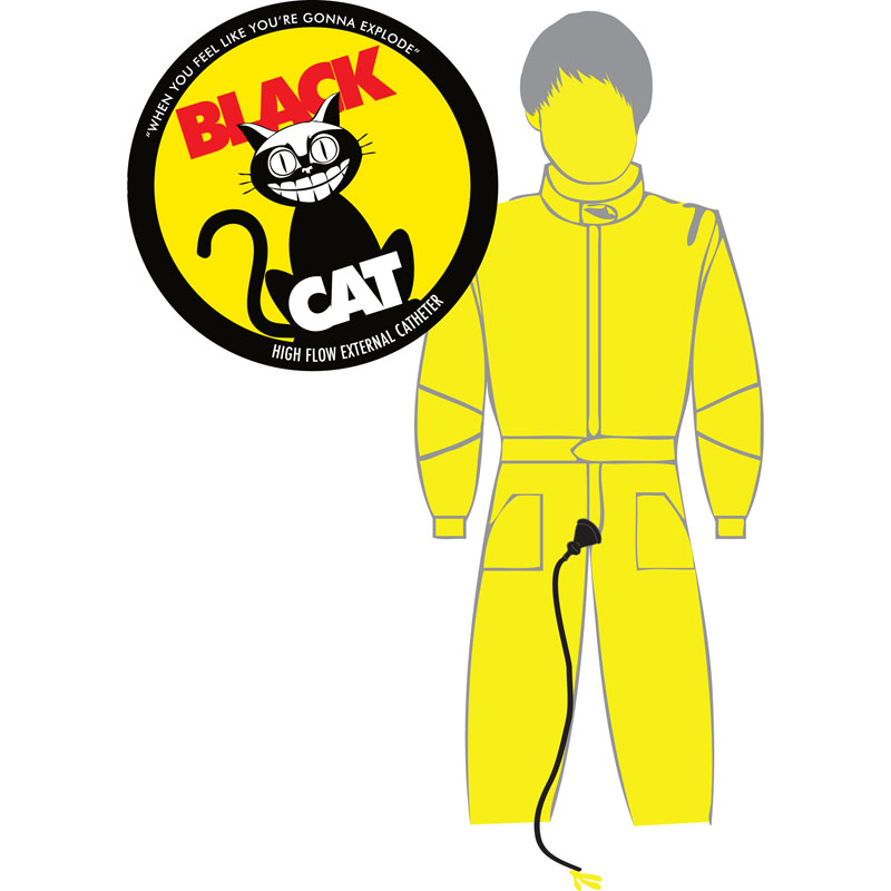 “Holding It” is Not an Option Behold, the Black Cat External Catheter!