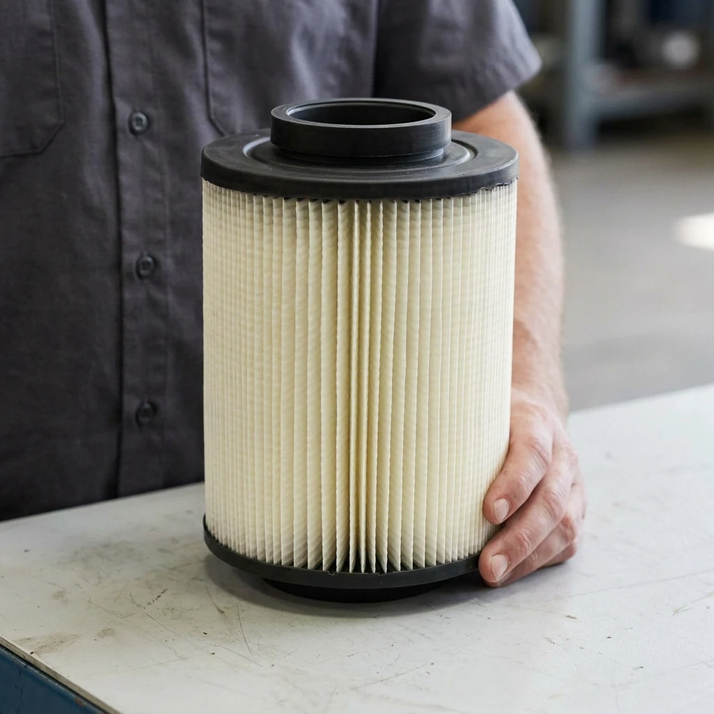 Separate replacement filter inspected before choosing service instructions